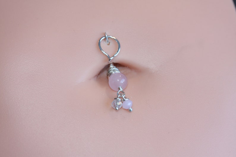 Belly Botton Ring Pink Quartz Belly Button Hoop Barbell Dainty Navel Jewelry 18g 16g 14g 8mm 10mm 12mm Gold or Silver Everyday Jewelry Bild 8