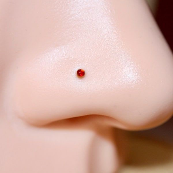 1.5mm nose stud, Tiny Red Nose Stud, Red Crystal Piercing Jewelry, Dot Nose Stud, Flat Nose stud