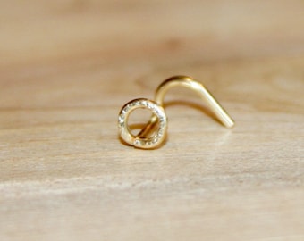 Tiny Circle Nose Stud, Helix Piercing, 22 20 18 16 gauge, cartilage Stud Tiny Gold Nose Ring Tiny Circle  Nose Ring Open Circle Nose Jewelry