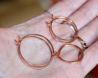 Copper Earrings, Copper Hoop Earrings, 18 gauge Hoops, Everyday Hoops, 1 Inches Hoops, Gift for her, Gift for him, Handmade