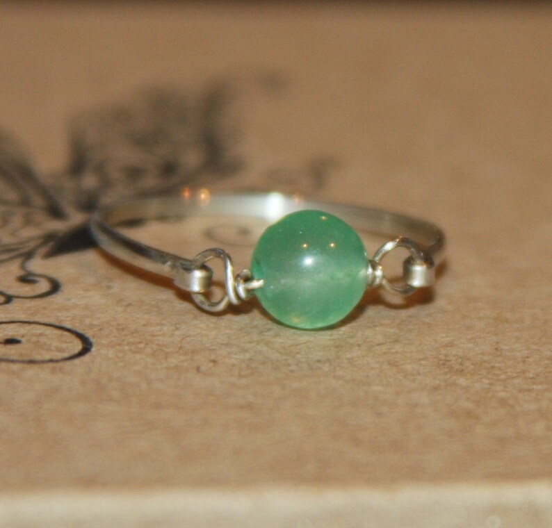 Jade Silver Ring Green Jade Ring Jade Ring Jade Promise Ring Jade Bridesmaid Gift Jade Stackable Ring Birch Bark Design