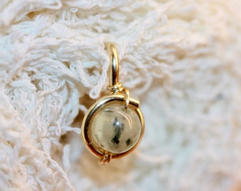 Belly Button Ring with Prehnite Gemstone in Sterling Silver or Gold Filled Hoop