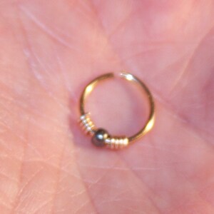 Small Nose Ring, Hemitite Beaded Nose Ring, Nose Hoop, Ear Cuff, Cartilage Hoop, Helix Hoop, Seamless Hoop, Piercing Jewelry, Septum Ring