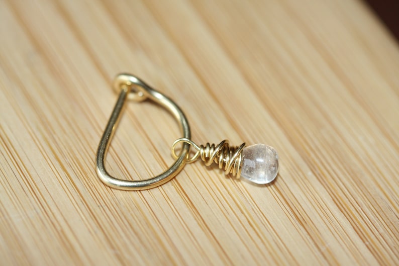 Nipple Ring / Moonstone Nipple Ring / D Shape Latching Nipple ring / Nipple Jewelry Gold Silver Rose / 14 Gauge 16 Gauge 18 Gauge image 4