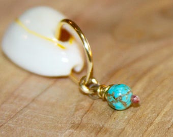 Turquoise Belly Button Ring, Gold Filled or Sterling Silver Belly Button Jewelry, 18 gauge 16 gauge 14 gauge Belly Button Hoop