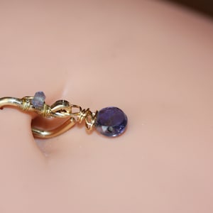 Belly Button Ring / Iolite Belly Button Hoop / Gemstone Belly Ring / Dainty Belly Ring / 14g 16g 18g / Gold Silver or Rose Gold Belly Ring image 7
