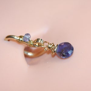 Belly Button Ring / Iolite Belly Button Hoop / Gemstone Belly Ring / Dainty Belly Ring / 14g 16g 18g / Gold Silver or Rose Gold Belly Ring