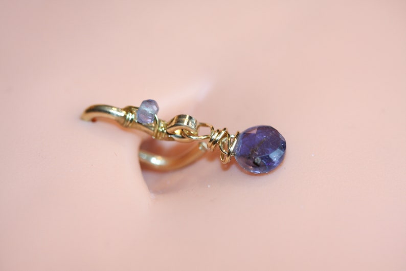 Belly Button Ring / Iolite Belly Button Hoop / Gemstone Belly Ring / Dainty Belly Ring / 14g 16g 18g / Gold Silver or Rose Gold Belly Ring