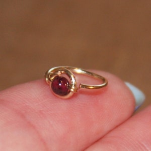 Cartilage Earring Garnet Beaded 14k Yellow Gold Filled Sterling SilverCartilage/Belly Button Ring, Tragus, Helix Hex Hoop Belly Button Ring