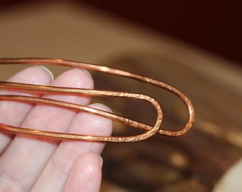 Handmade Copper Hair Pin Set: Metal Hair Forks, Bun Holder