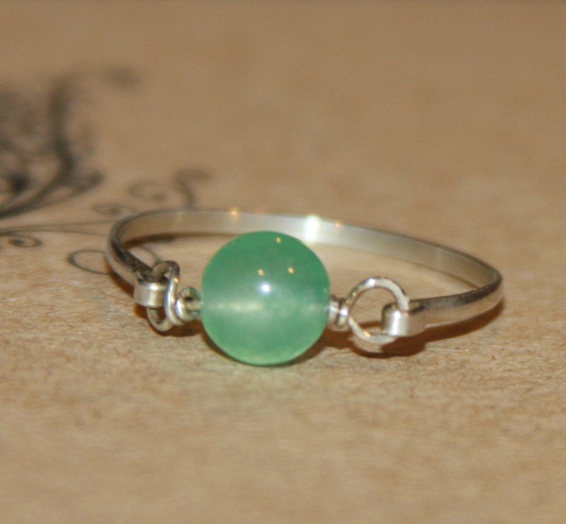 Jade Silver Ring Green Jade Ring Jade Ring Jade Promise Ring Jade Bridesmaid Gift Jade Stackable Ring Birch Bark Design