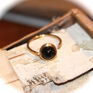 Small Black Onyx Cartilage Ring, Black Onyx Nose Ring, Hoop Earring, Cartilage Hoop, Lip Ring, Piercing Jewelry, Handmade Hoop