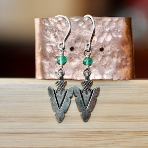 Green Dangle Earrings Silver Mens Dangle Earrings  Arrow silver earrings  Green Onyx Earrings  Mens Jewelry  Women&#39;s Dangle Arrow Earring