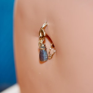 Belly Button Ring, Labradorite Belly Button Hoop, Gemstone Belly Ring, Dainty Freeform Teardrop Belly Ring, 18g 16g 14g, Gifts