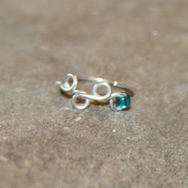 Nose Hoop Earring 24 gauge, Sterling Silver Nose Ring, Tiny Silver Nose Ring, Tiny Nose Ring, Nose Jewelry