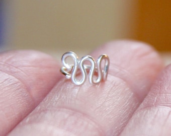 Small Wave Cartilage Earring: Sterling Silver Helix Hoop
