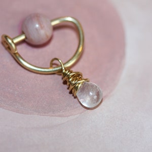 Nipple Ring / Moonstone Nipple Ring / D Shape Latching Nipple ring / Nipple Jewelry Gold Silver Rose / 14 Gauge 16 Gauge 18 Gauge image 2