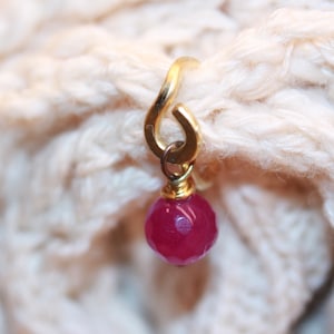 Gold Belly Button Ring, Beaded Navel Ring, Silver Belly Button Ring, 18g 16g 14g, Gemstone Belly Button Hoop, Pink Fuchsia