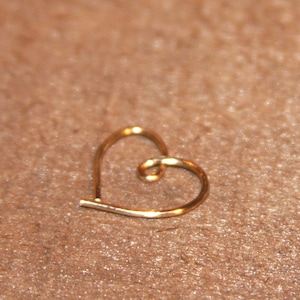 Heart Cartilage Earrings,  Heart Nose Ring, Nose Hoop/14k gold filled/sterling silver/Helix Hoop, Nose Rings, Seamless Hoop Piercing Jewelry