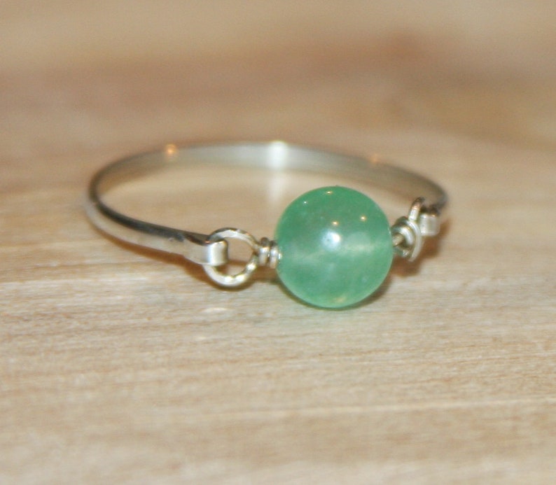 Jade Silver Ring Green Jade Ring Jade Ring Jade Promise Ring Jade Bridesmaid Gift Jade Stackable Ring Birch Bark Design