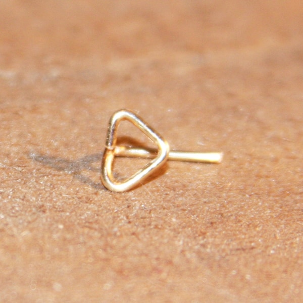 Triangle Nose Stud, Open Triangle tragus cartilage Stud Tiny Gold Nose Ring Tiny Triangle  Nose Ring Triangle Nose Jewelry