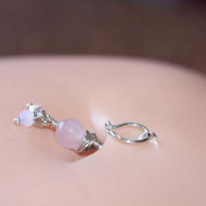 Belly Botton Ring Pink Quartz Belly Button Hoop Barbell Dainty Navel Jewelry 18g 16g 14g 8mm 10mm 12mm Gold or Silver Everyday Jewelry Bild 4