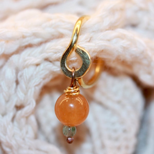 Belly Button Ring, Gemstone Belly Button Jewelry, 18 gauge 16 gauge 14 gauge Belly Button Hoop, Navel Ring, Dainty Orange Belly Hoop