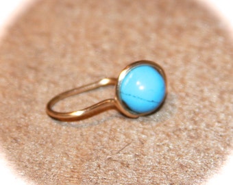 Belly Button Ring - Turquoise  Beaded - Non Dangle, Belly Button Jewelry, 18 gauge 16 gauge 14 gauge Belly Button Hoop