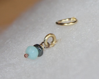 Belly Button Ring, Blue Opal Belly Button Ring, Belly Button Jewelry, 16 gauge 14 gauge Belly Button Hoop - Genuine Opal Jewelry