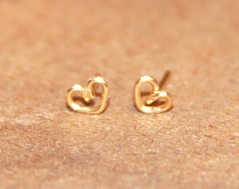 Tiny Heart Earrings Gold silver or Rose gold
