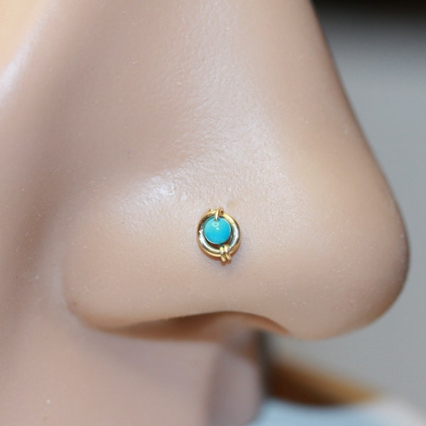 Turquoise Nose Ring-Nose Stud-Piercing Jewelry - gold-filled or sterling silver - L-Shaped or screw post - handmade