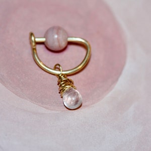 Nipple Ring / Moonstone Nipple Ring / D Shape Latching Nipple ring / Nipple Jewelry Gold Silver Rose / 14 Gauge 16 Gauge 18 Gauge image 6