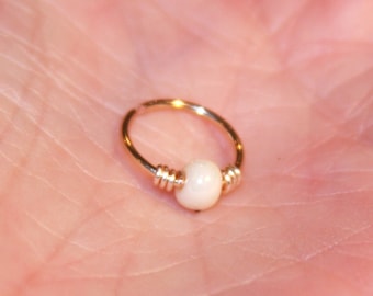 Anello per il naso con perline: cerchio per elice in argento sterling