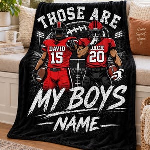 Personalized Football Blanket, Custom Boys Name Throw, Game Day Sports Room Decor