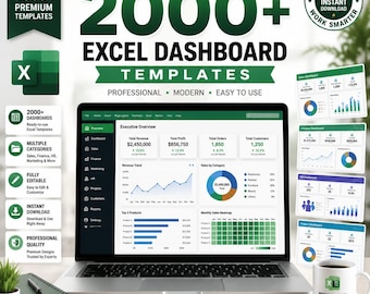 Paquete de más de 2000 plantillas de paneles de control de Excel / Informes de negocios, ventas, finanzas, KPI y análisis para Microsoft Excel