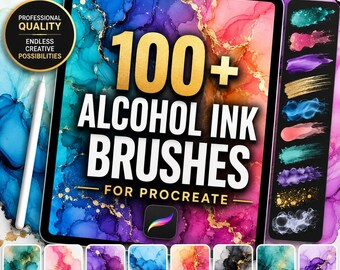 Más de 100 pinceles de tinta de alcohol para Procreate / Efectos de tinta fluida, pinceles de textura abstracta, kit de herramientas de pintura digital para artistas de iPad