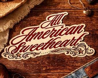All American Sweetheart sticker | kiss-cut vinyl decal, script typography
