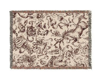 vintage floral western woven blanket | Throw Fringe