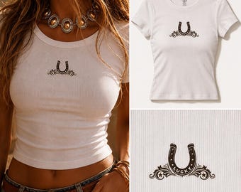 Lucky Horseshoe baby tee | western nursery, equestrian motif