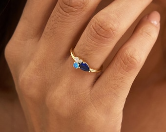 Personalized Multi-Shape Birthstone Ring , Family Birthstone Ring, 14K Gold Daily Ring, Mother’s Ring, Birthstone Gift, Graduation Gift