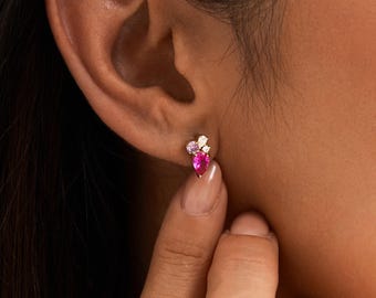 Multi Shape Birthstone Earrings, Kids Birthstone Earrings, Earrings For Mom, Multiple Birthstone Jewelry, Bridesmaid Proposal