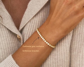 Custom Birthstone Bracelet, Gold Tennis Bracelet, CZ Bracelet, Custom Birthstone Bracelet, Gift for Her, Bridesmaid Gift, Christmas Gift