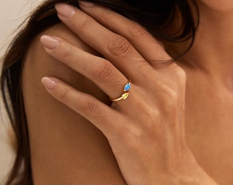 Personalized Double Birthstone Ring, Teardrop Birthstone Ring, Toi Et Moi Ring, Adjustable Ring, Couples Ring, Christmas Gifts for Her