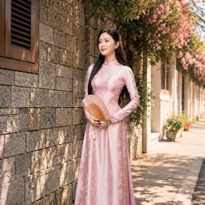 vietnamese prom dress Red Ao Dai: Vietnamese Wedding Dress with Gold Embroidery#TA123