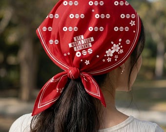 Kpop World Tour 2026 Twilly Scarf – One-Sided Satin Hair Ribbon, Red Purple Korean-Inspired Fashion Accessory
