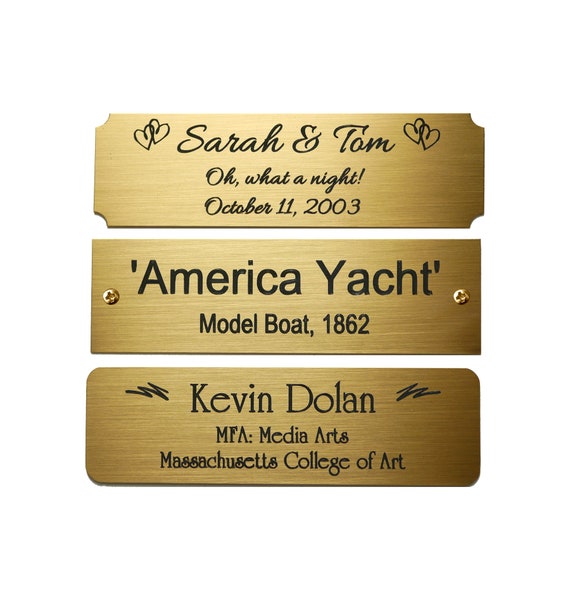 Custom Engraved Solid Brass Plate Picture Frame Art Label Name Tag 2" x 1/2" 