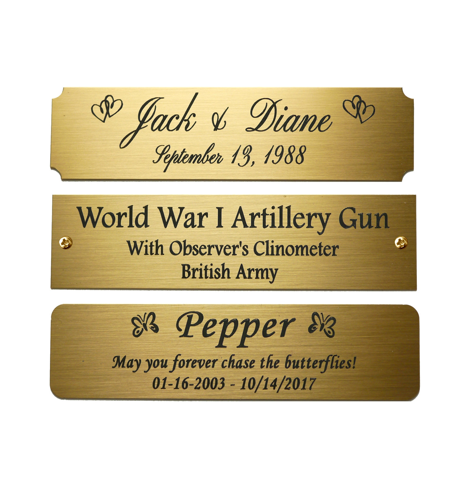 Engraved Solid Brass Plate Picture Frame Art Label Name Tag 4" x…