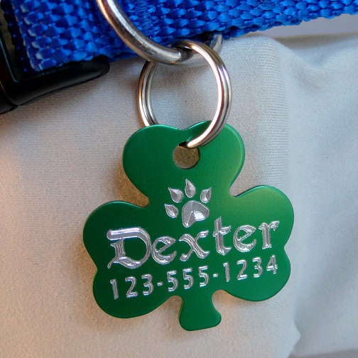 Shamrock-Shaped Aluminum Pet ID Tag - Many Colors, Custom Designs and…