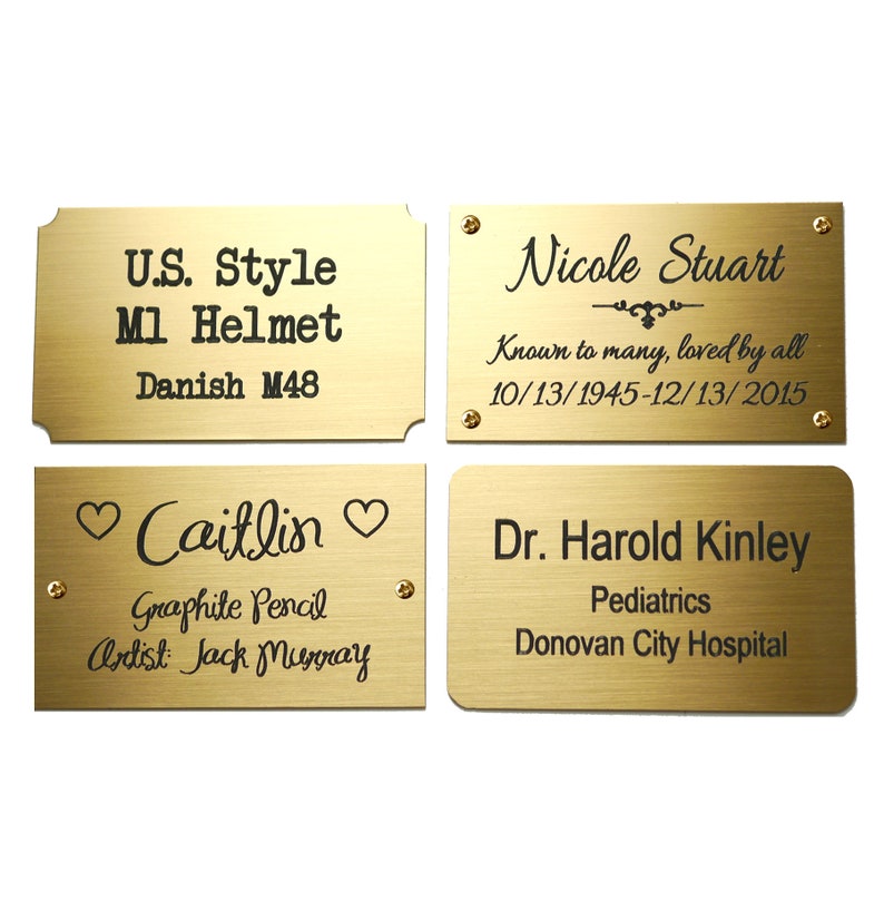 Engraved Solid Brass Plate Picture Frame Art Label Name Tag Etsy