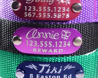 Silent / Quiet Rivet Pet ID Tag - no more jingling, Attaches Directly to Your Pet's Collar. For Dog or Large Cat